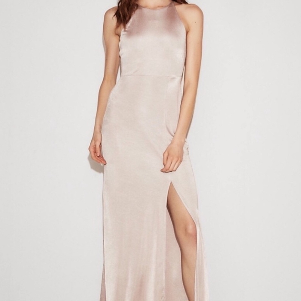 Express High Slit Halter Maxi Dress NWT